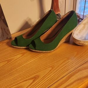 Worthington Green Open-Toe Heels